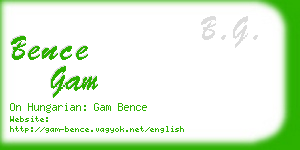 bence gam business card